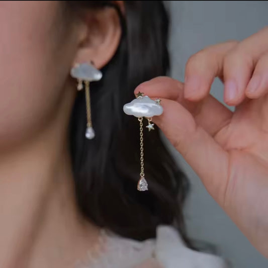 Clouds & Stars Mother-of-Pearl Gold Earrings