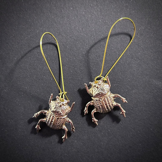 Small Beetle Gold Earrings