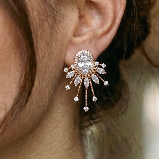 Rose Gold Starburst Fan Stud Earrings