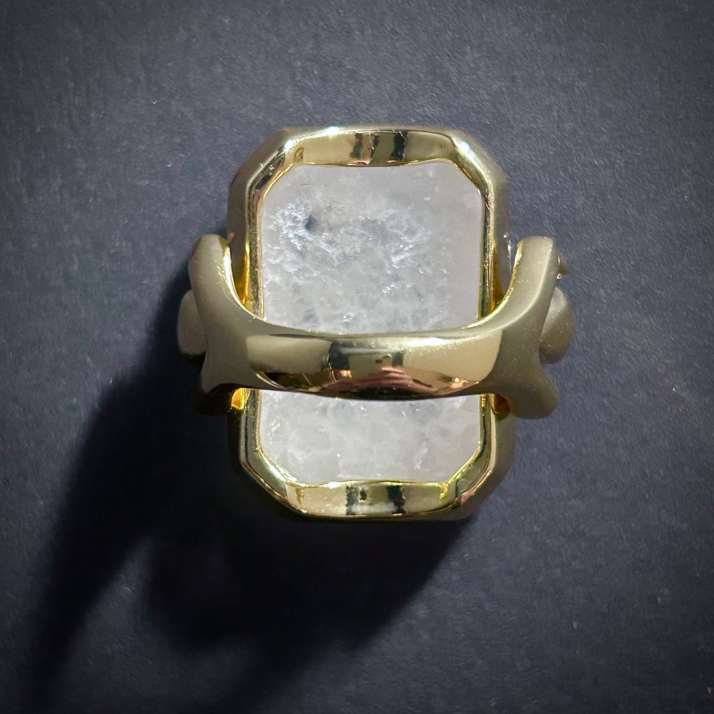 Oversized Gold & Cloudy Quartz Statement Ring