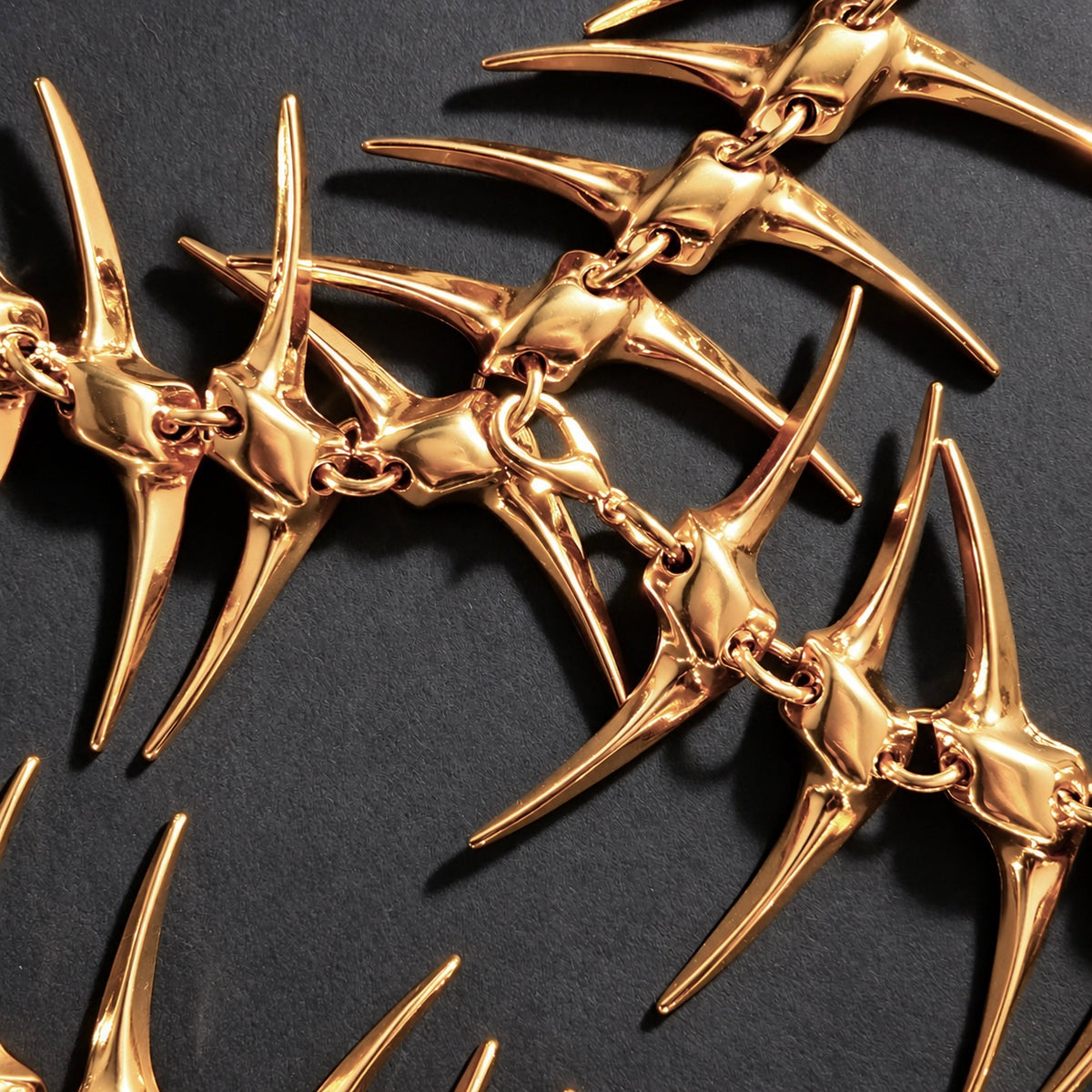 Skeleton Spine Gold Backdrop Necklace