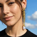 Fishbone & Baroque Pearl Statement Earrings in Gold
