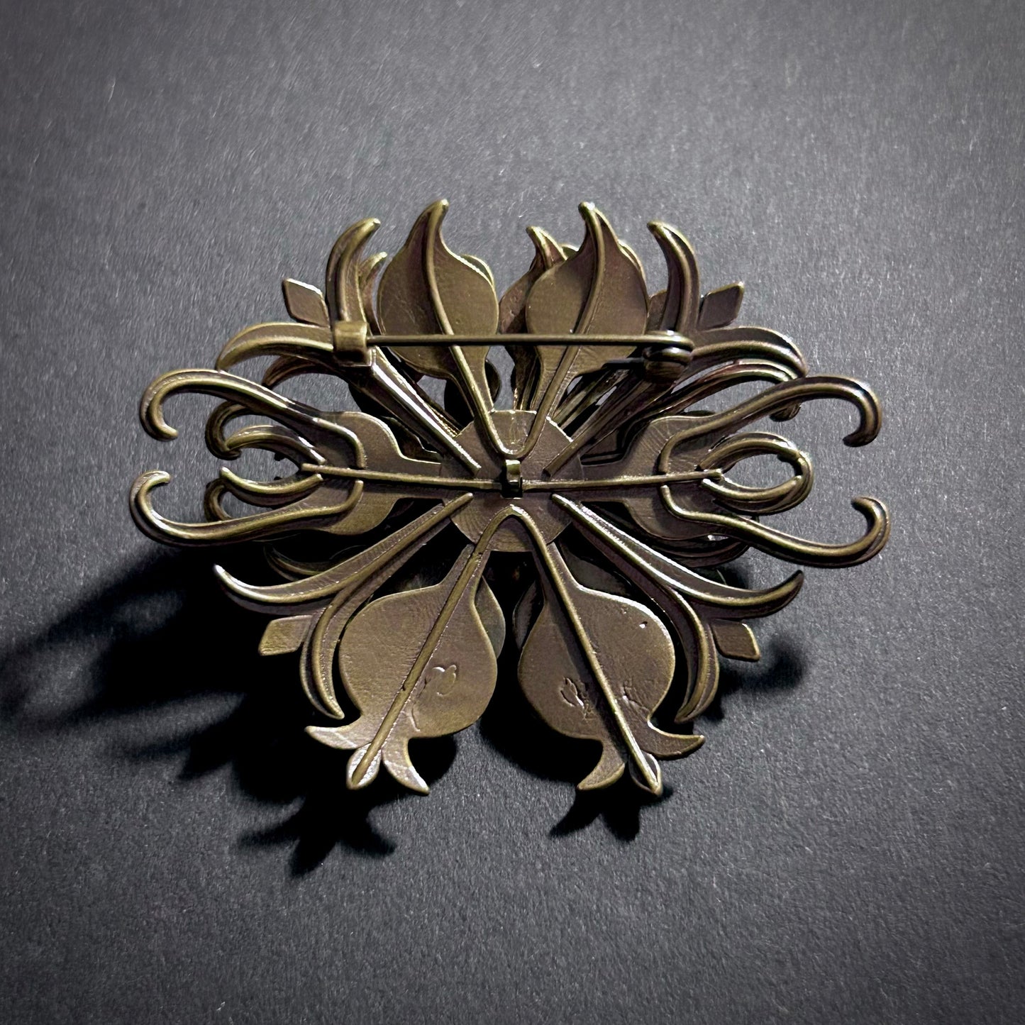 Art Nouveau Intricate Petrol Enamel & Gold Brooch