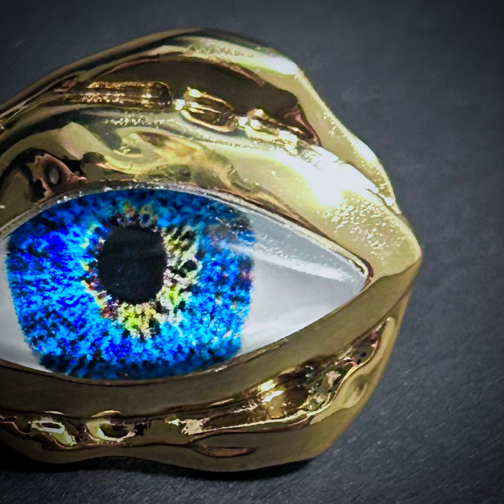 Blue Eye Gold Irregular Adjustable Ring