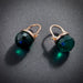Gold & Emerald Glass Huggie Earrings