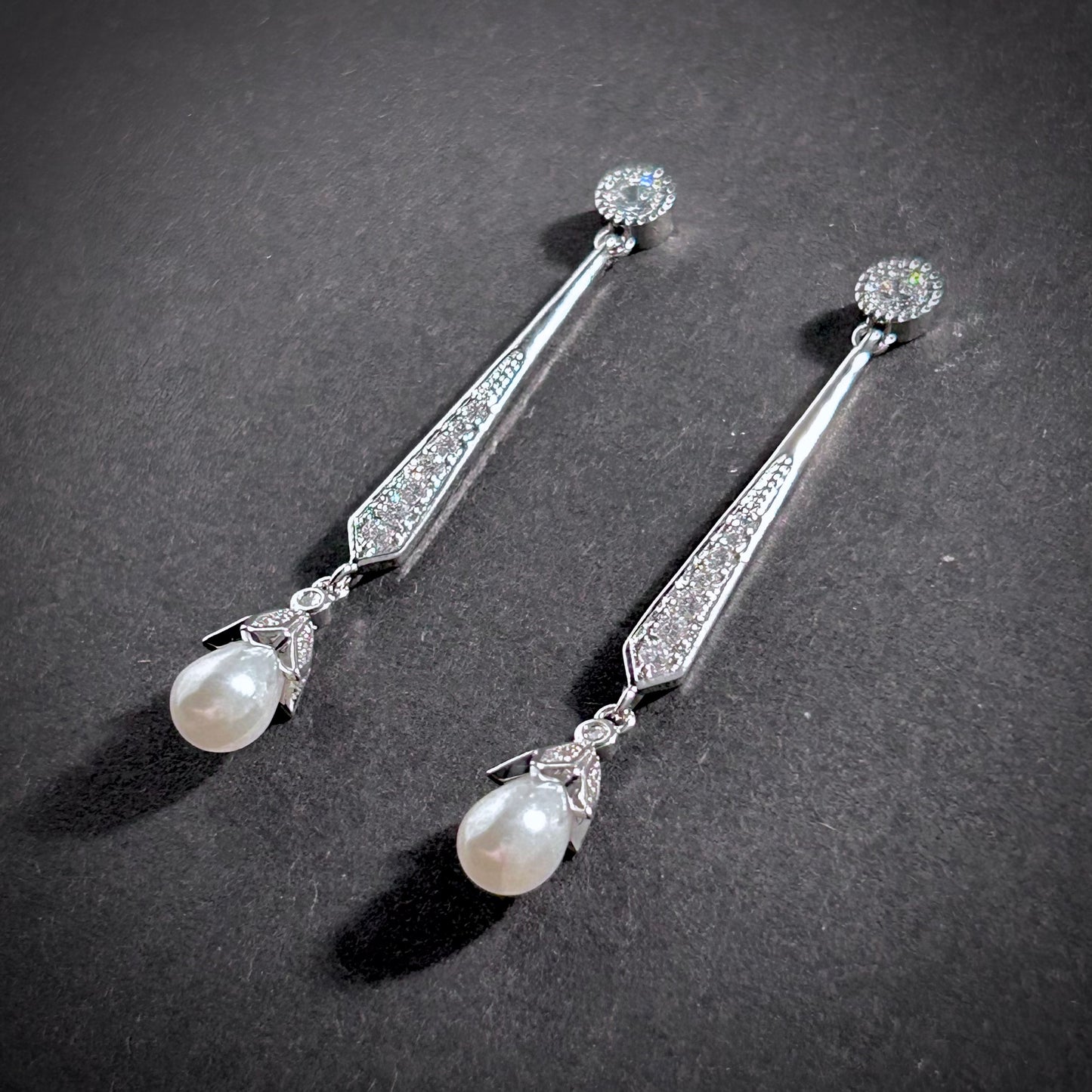 Pearl Silver Simple Drop Earrings
