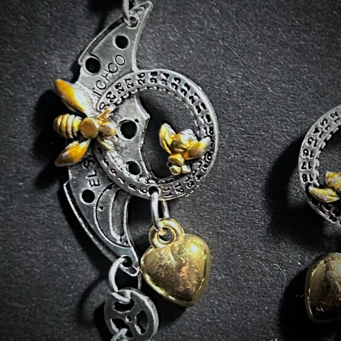 Mixed Metal Watch Parts & Bees Steampunk Earrings