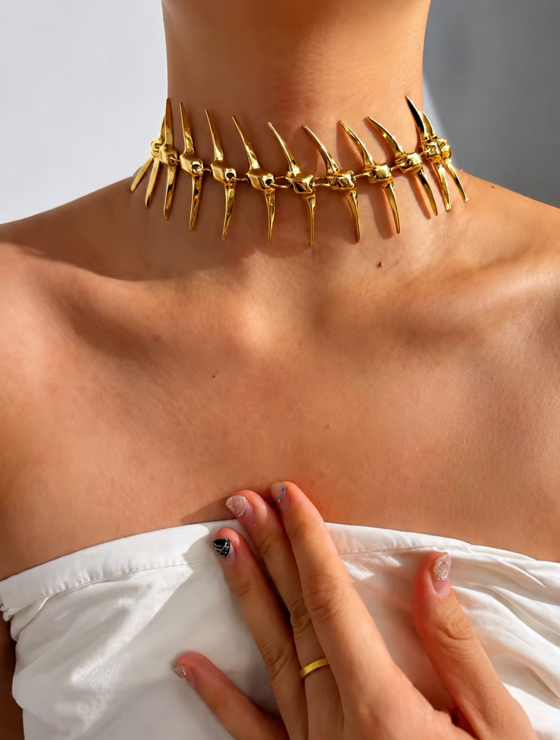 Skeleton Spine Gold Backdrop Necklace