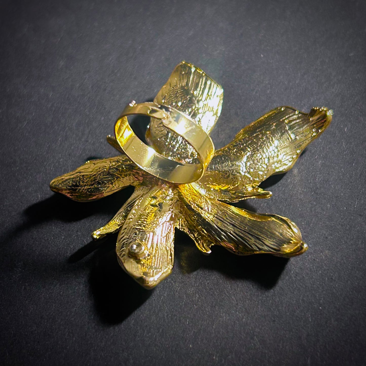 Oversized Golden Flower Adjustable Statement Ring