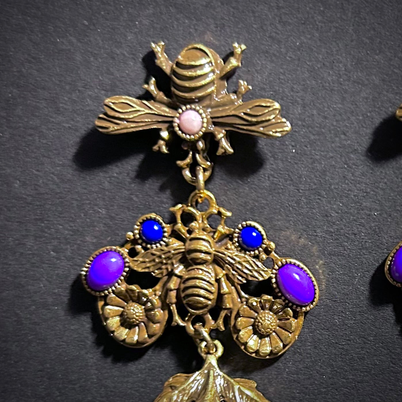 Baroque Revival Bee & Turquoise Teardrop Statement Earrings