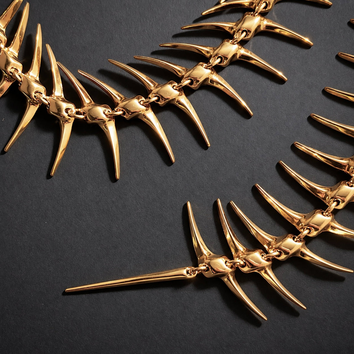 Skeleton Spine Gold Backdrop Necklace