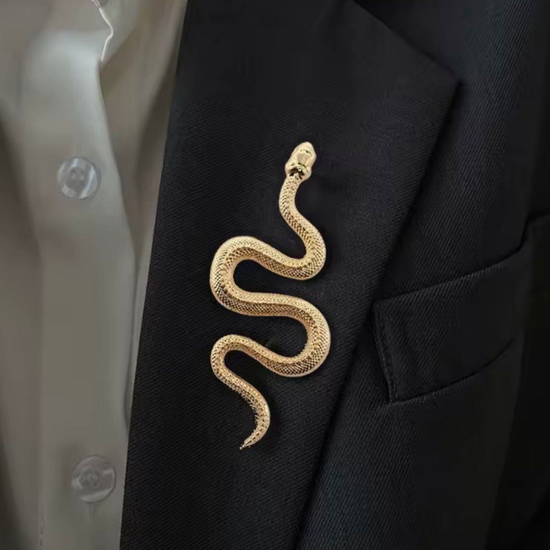 Clean & Simple Slithering Snake Brooch in Gold