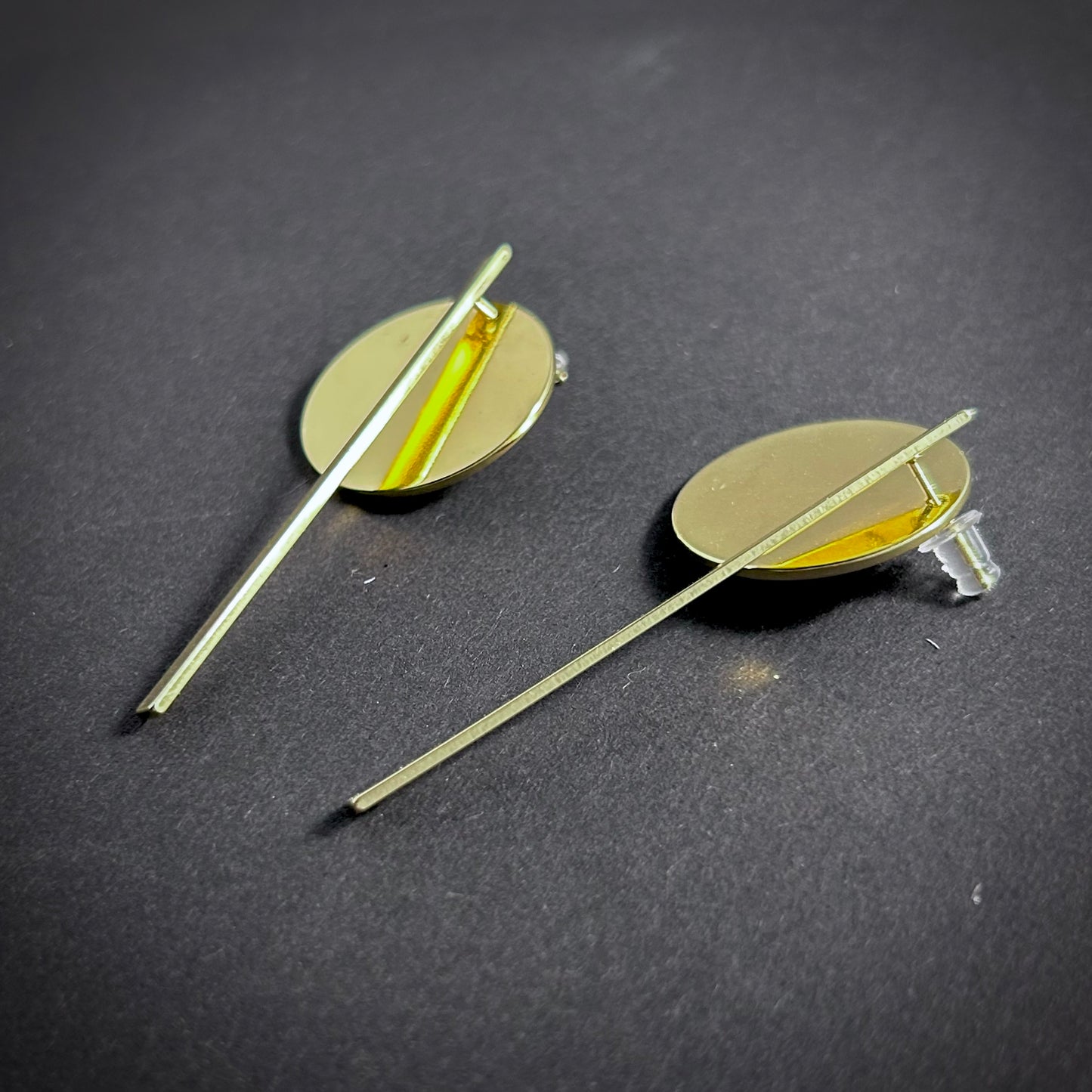 Stick & Circle Ear Jacket Earrings in Gold