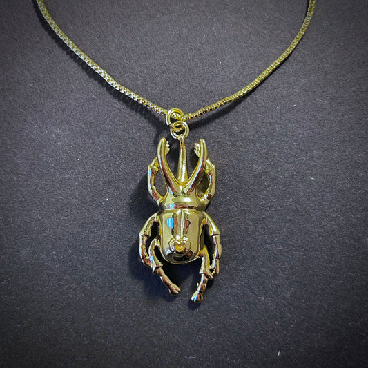Scarab Beetle Pendant Necklace in Gold