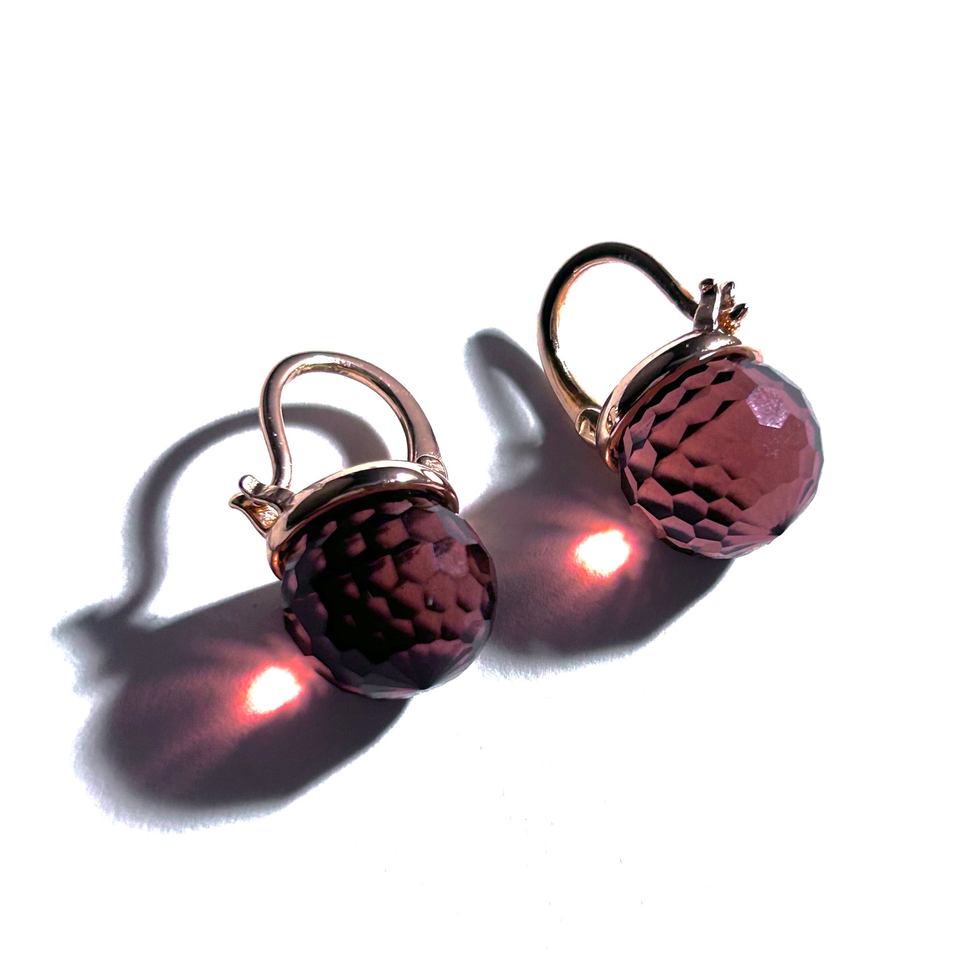 Gold & Amethyst Glass Huggie Earrings