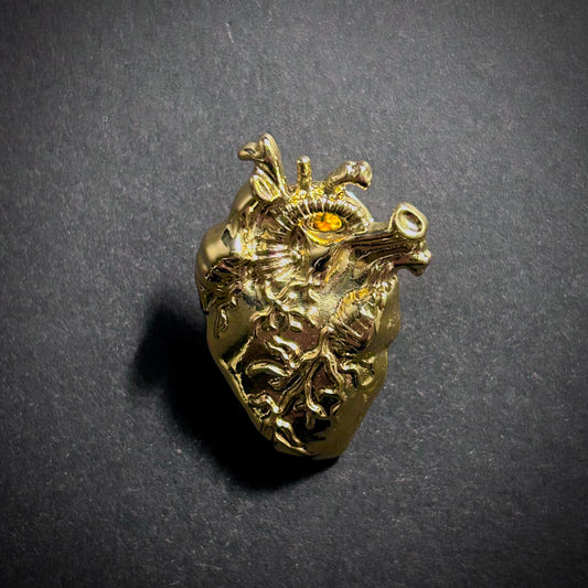 Anatomical Heart Gold Brooch Pin