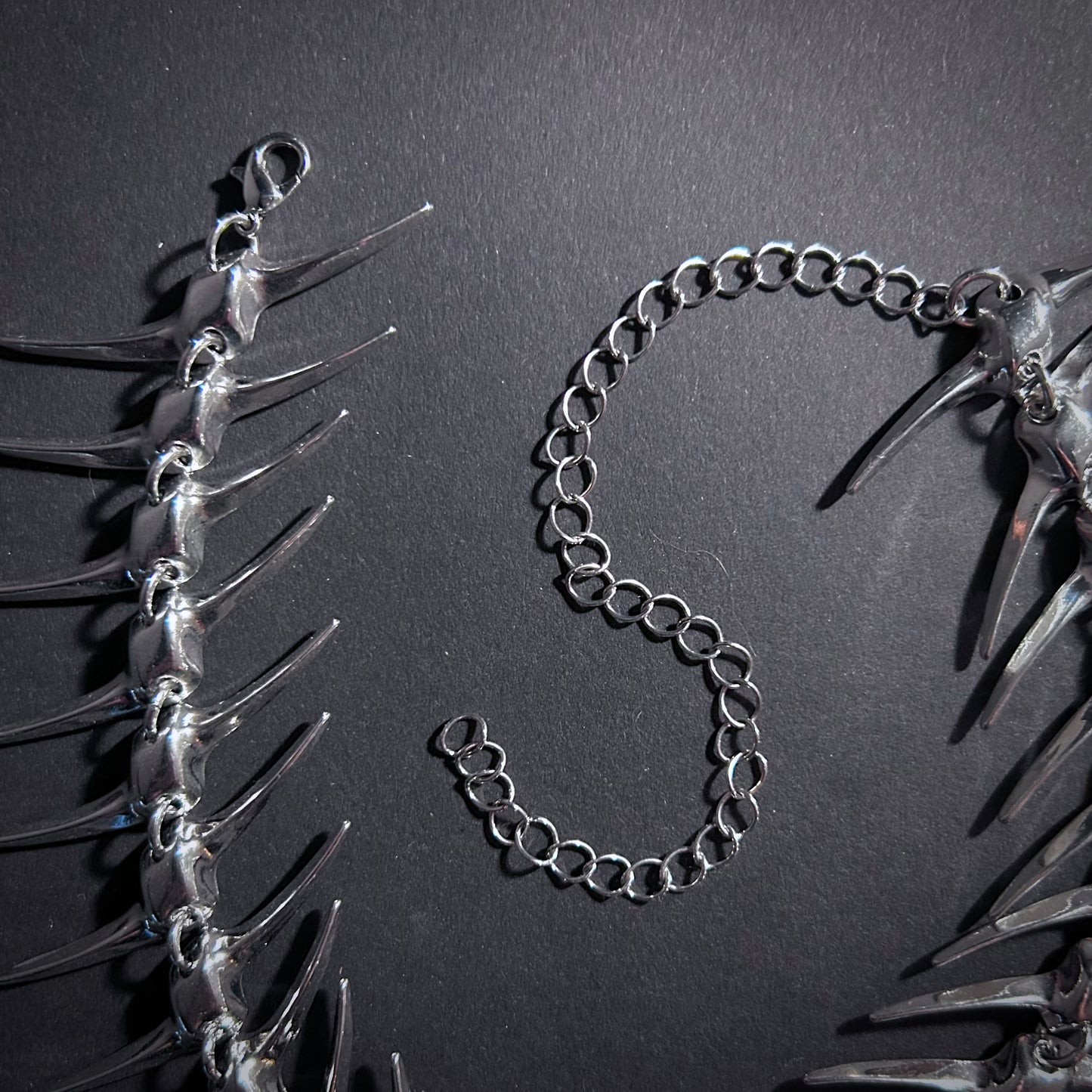 Skeleton Spine Silver Backdrop Necklace
