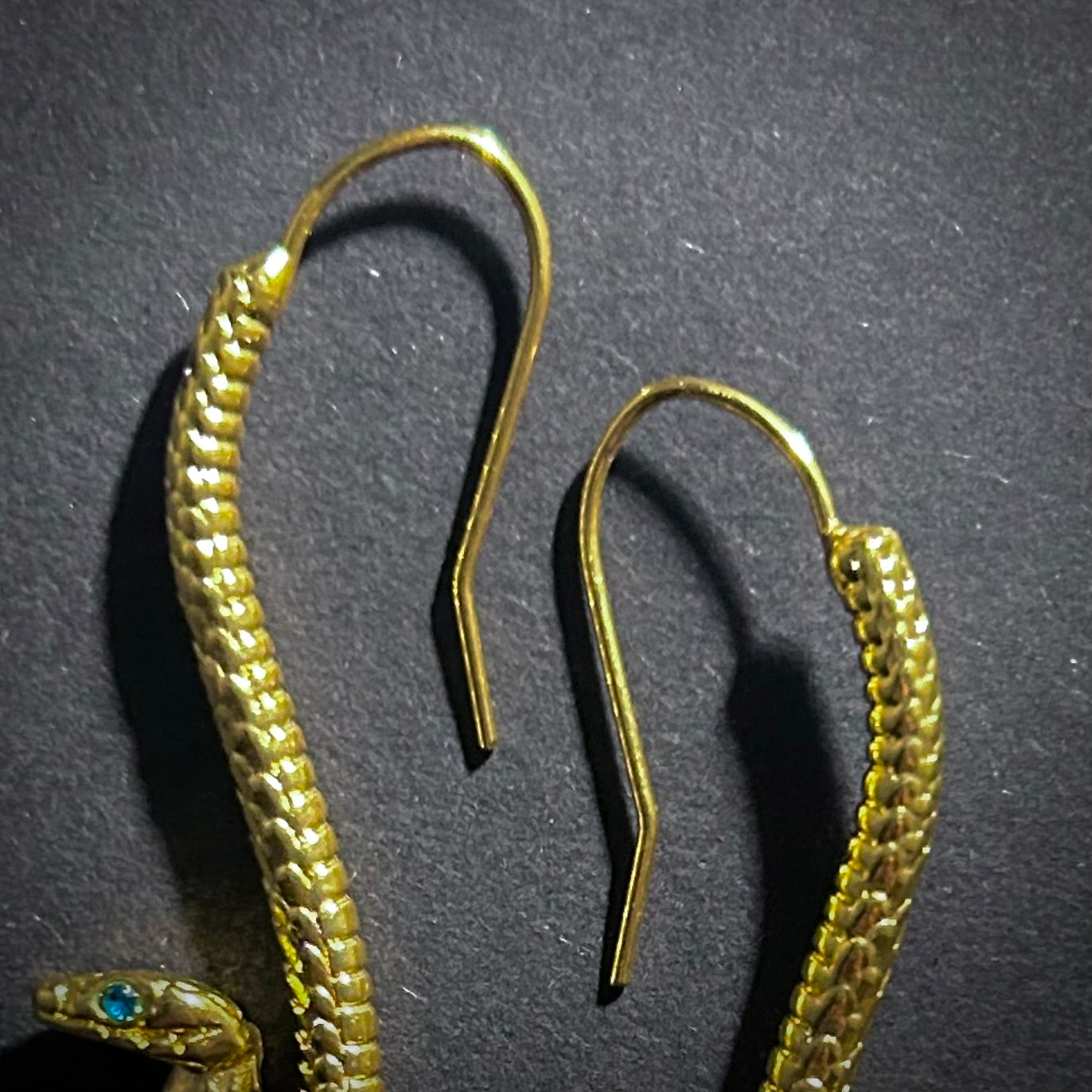 Snake Hook Earrings with Turquoise Eyes