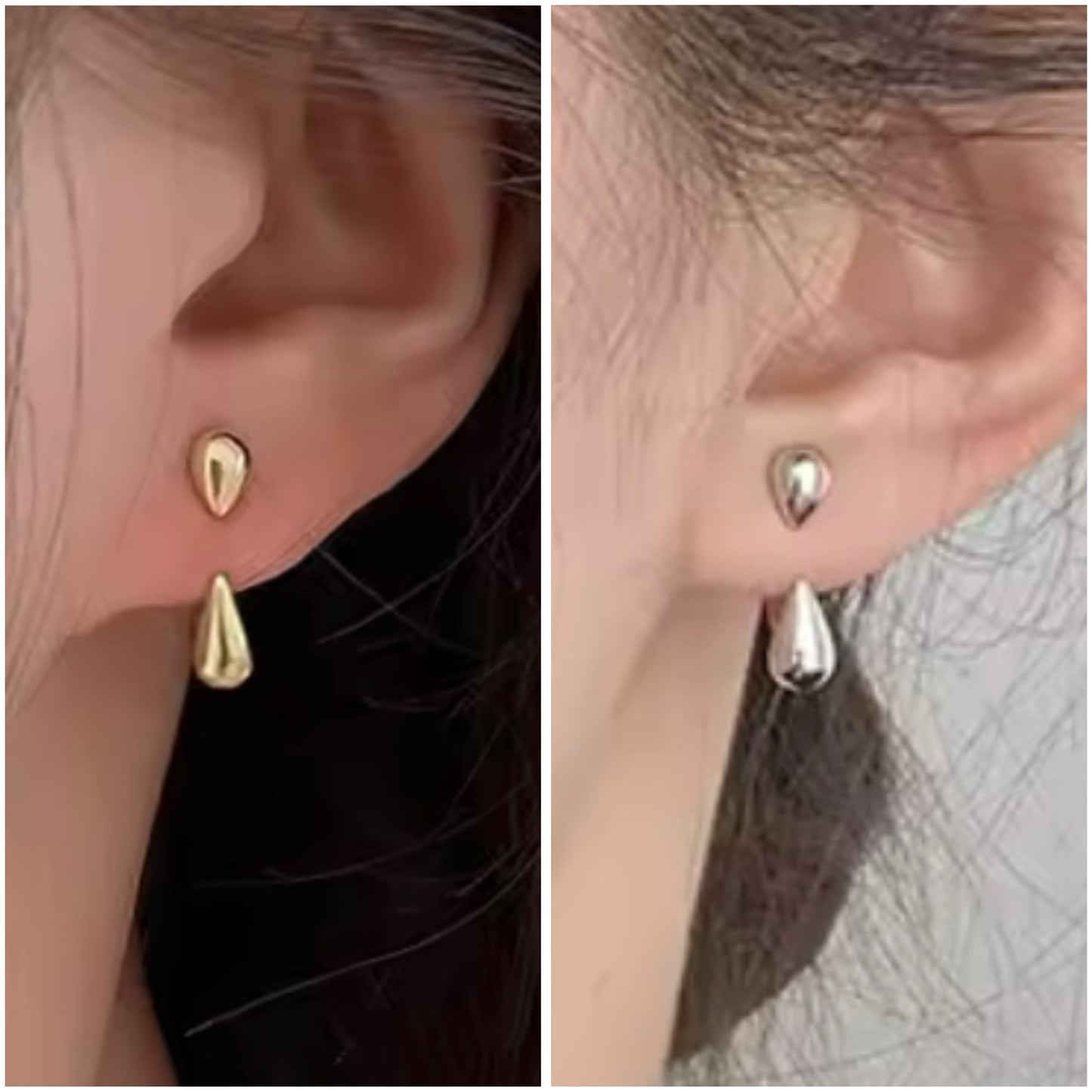 Droplet Earrings with Ear Jacket in Gold