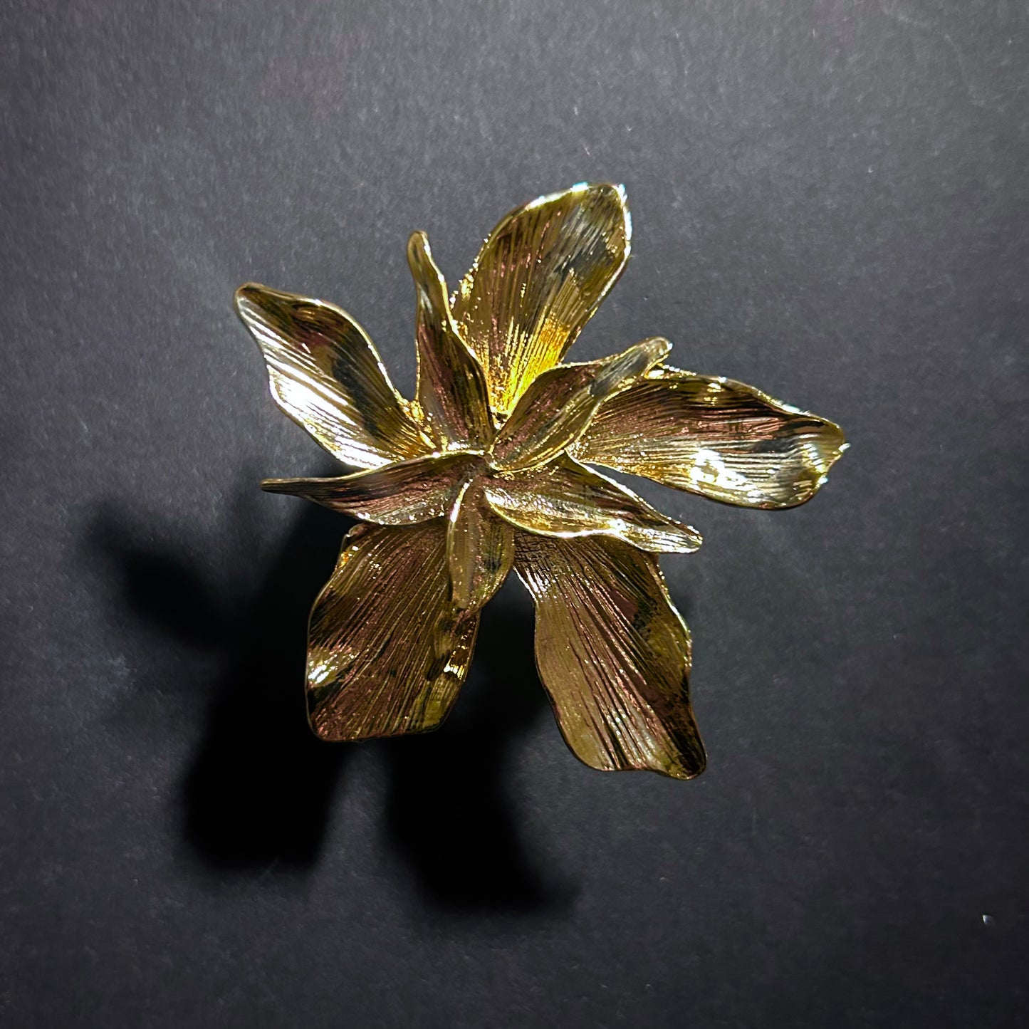 Oversized Golden Flower Adjustable Statement Ring