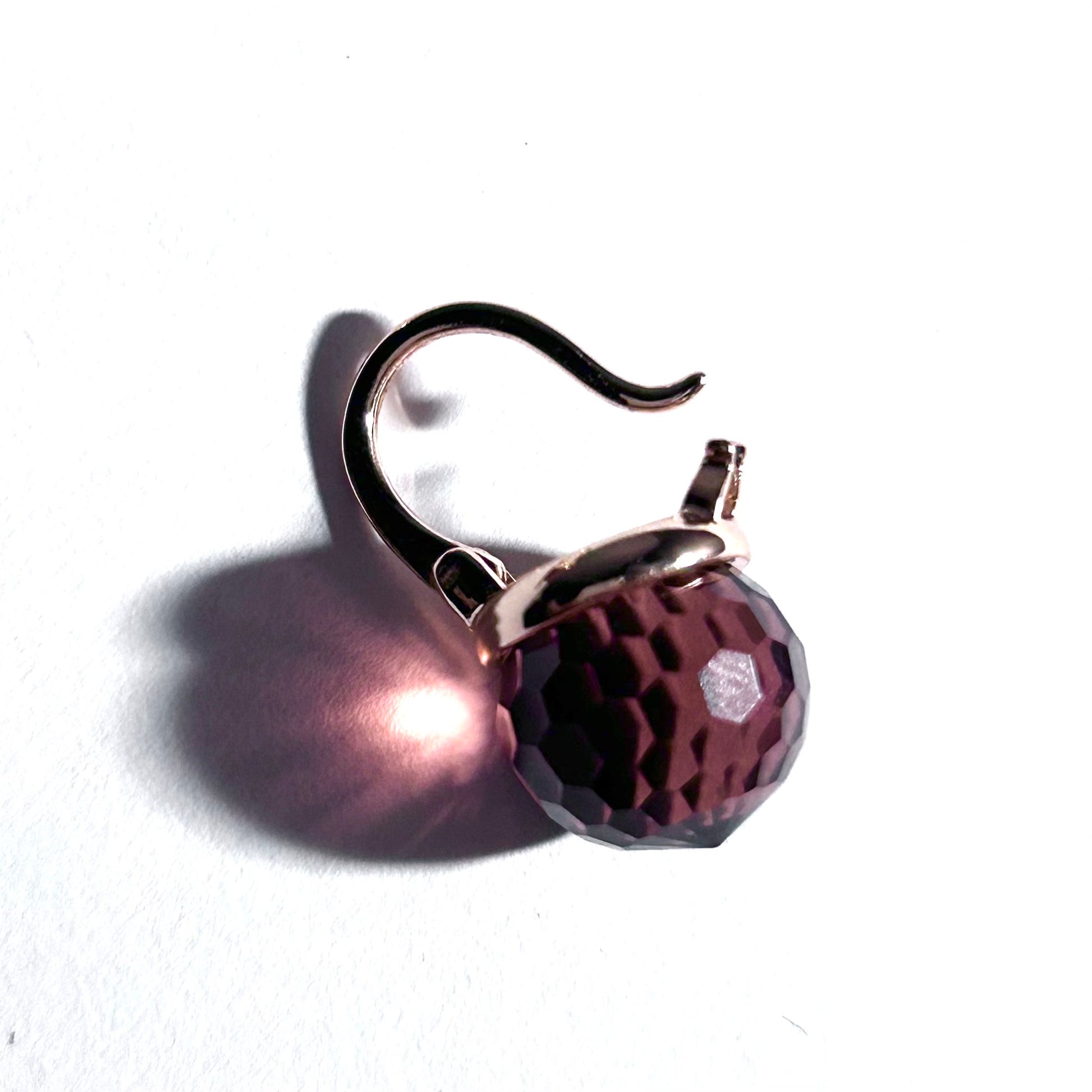 Gold & Amethyst Glass Huggie Earrings