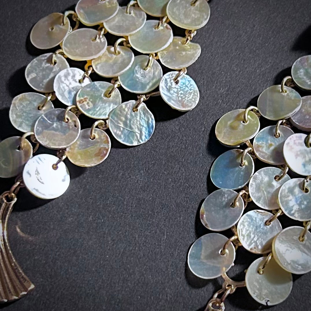 Fish Mother of Pearl Gold Statement Earrings