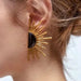 Black & Gold Sun Ray Fan Earrings