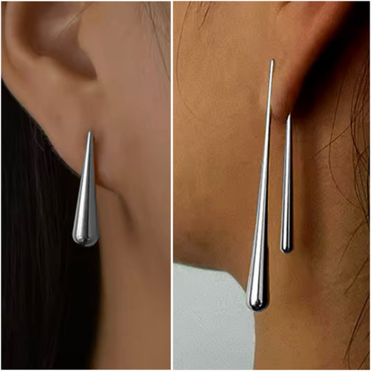 Asymmetrical Teardrop Earrings in Silver