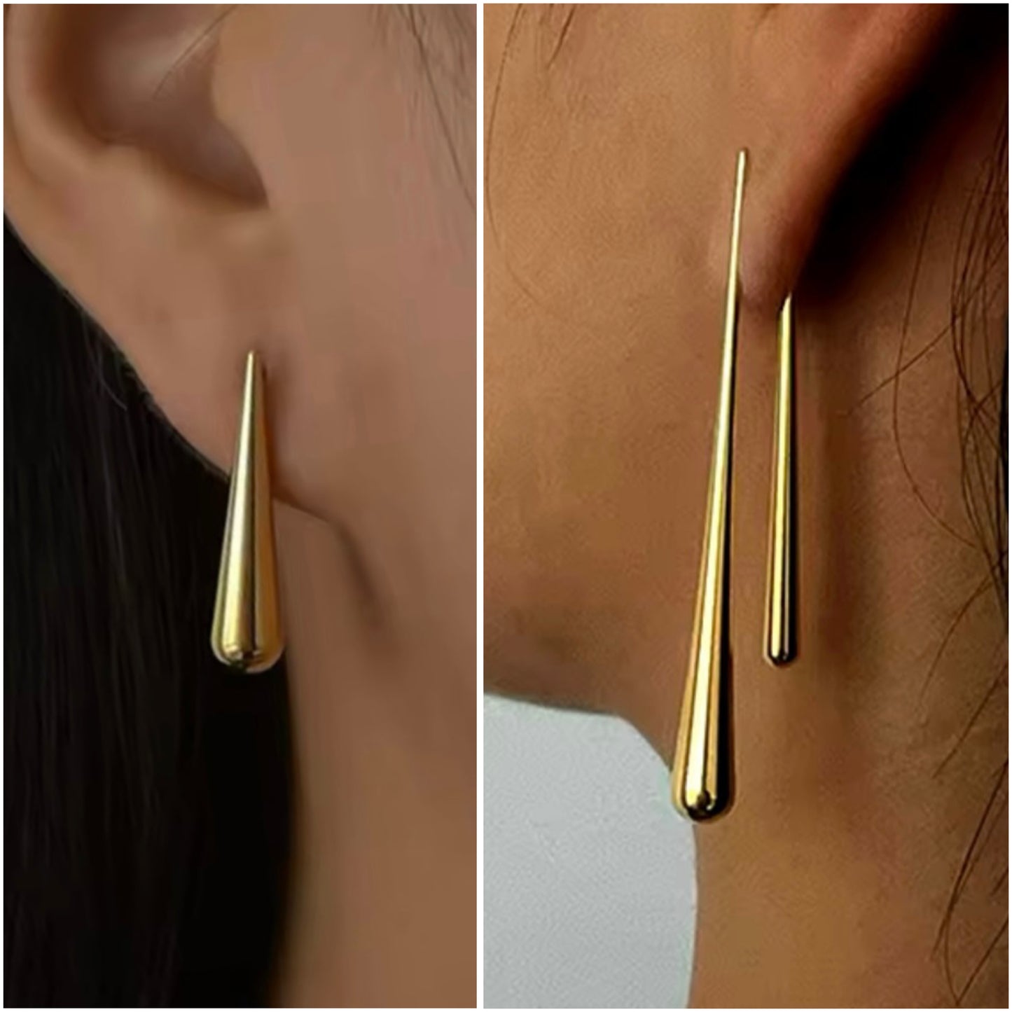 Asymmetrical Teardrop Earrings in Gold