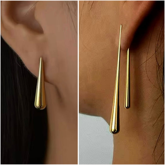Asymmetrical Teardrop Earrings in Gold
