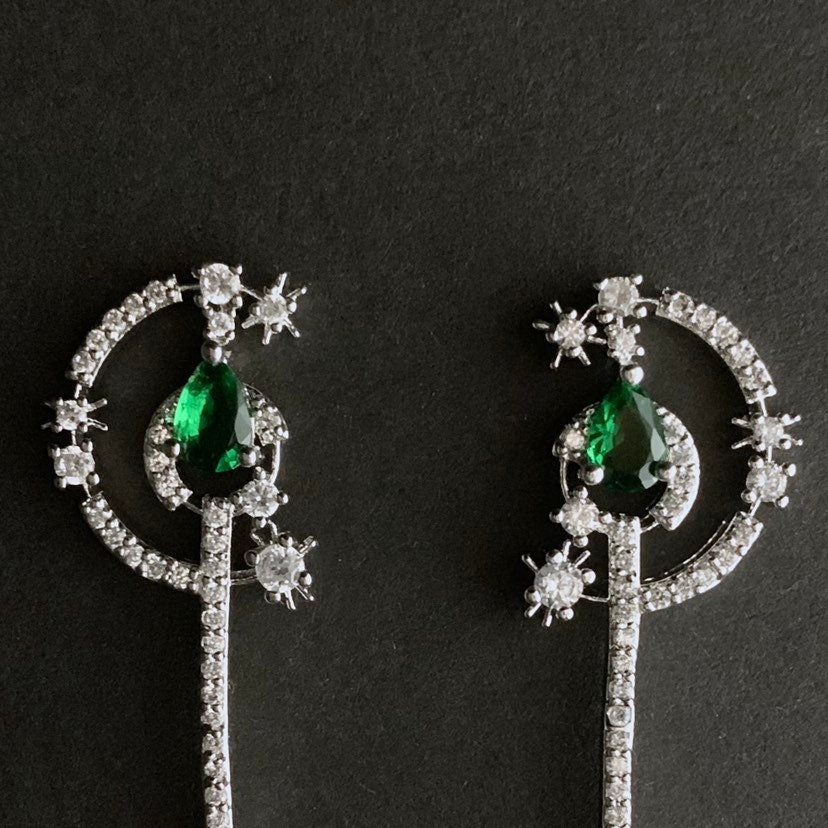 Moon & Stars Emerald Earrings