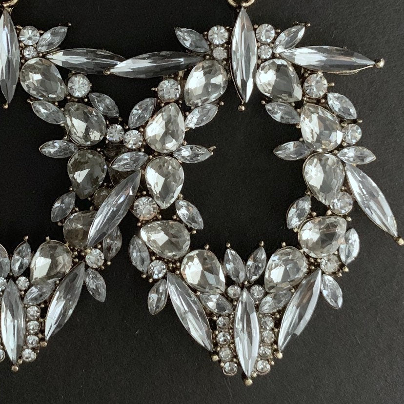 Large Crystal and Gold Statement Earrings
