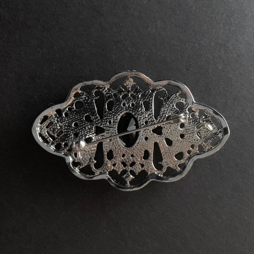 Art Nouveau Filigree Sapphire & Silver Brooch