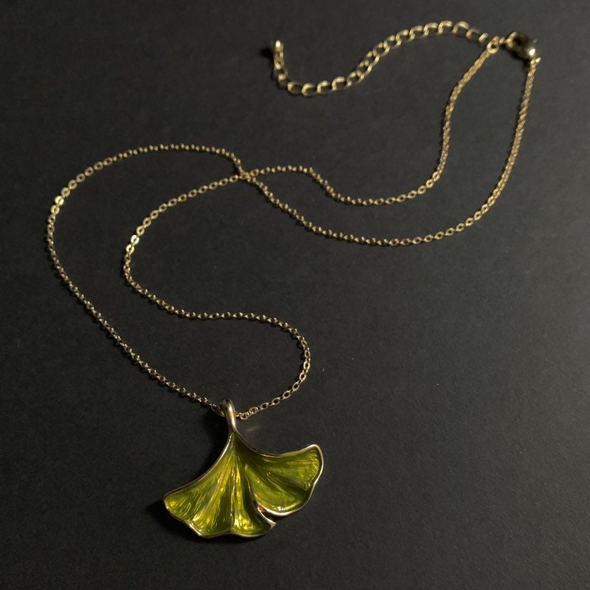 Ginkgo Leaf Enameled Jewelry Set