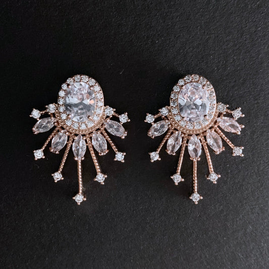 Rose Gold Starburst Fan Stud Earrings