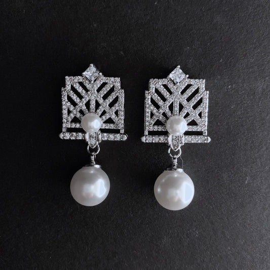 Art Deco Pearl Stud Earrings