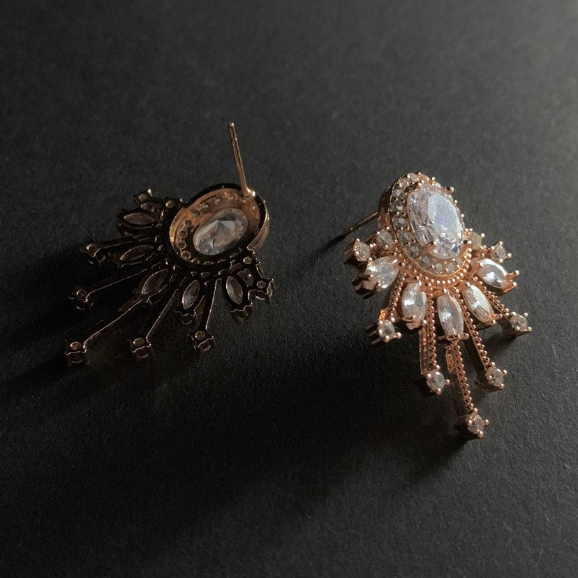 Rose Gold Starburst Fan Stud Earrings