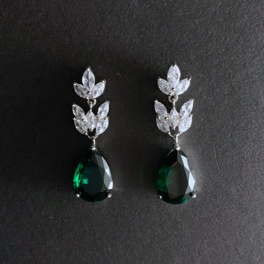 Emerald Teardrop Leaf Earrings