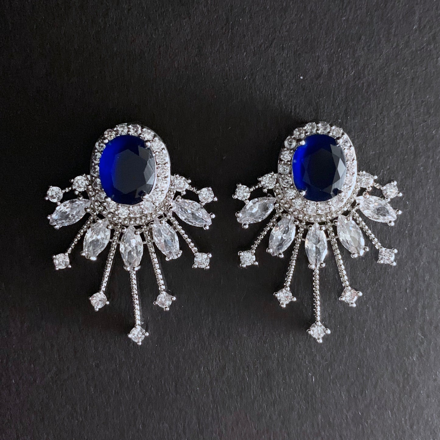 Sapphire Starburst Fan Stud Earrings