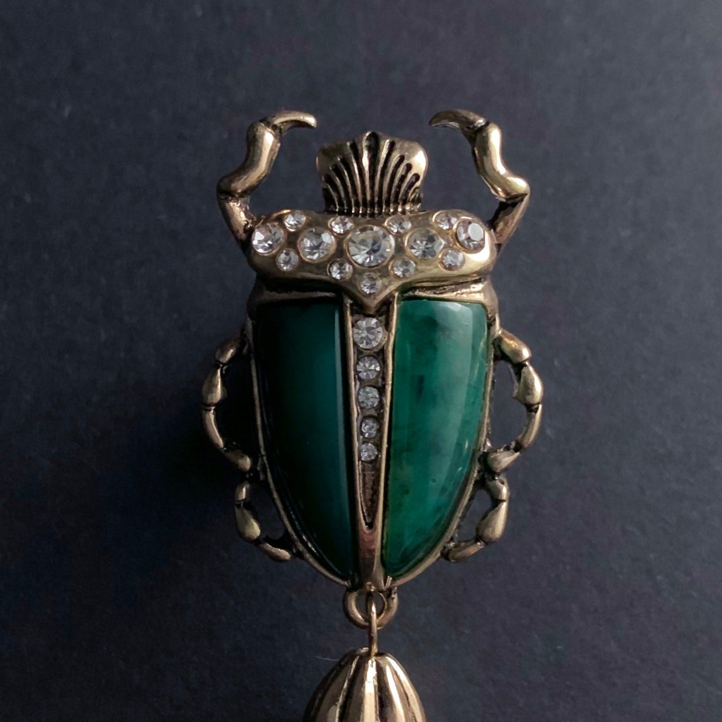 Scarab & Baroque Pearl Jade Green Brooch Pin