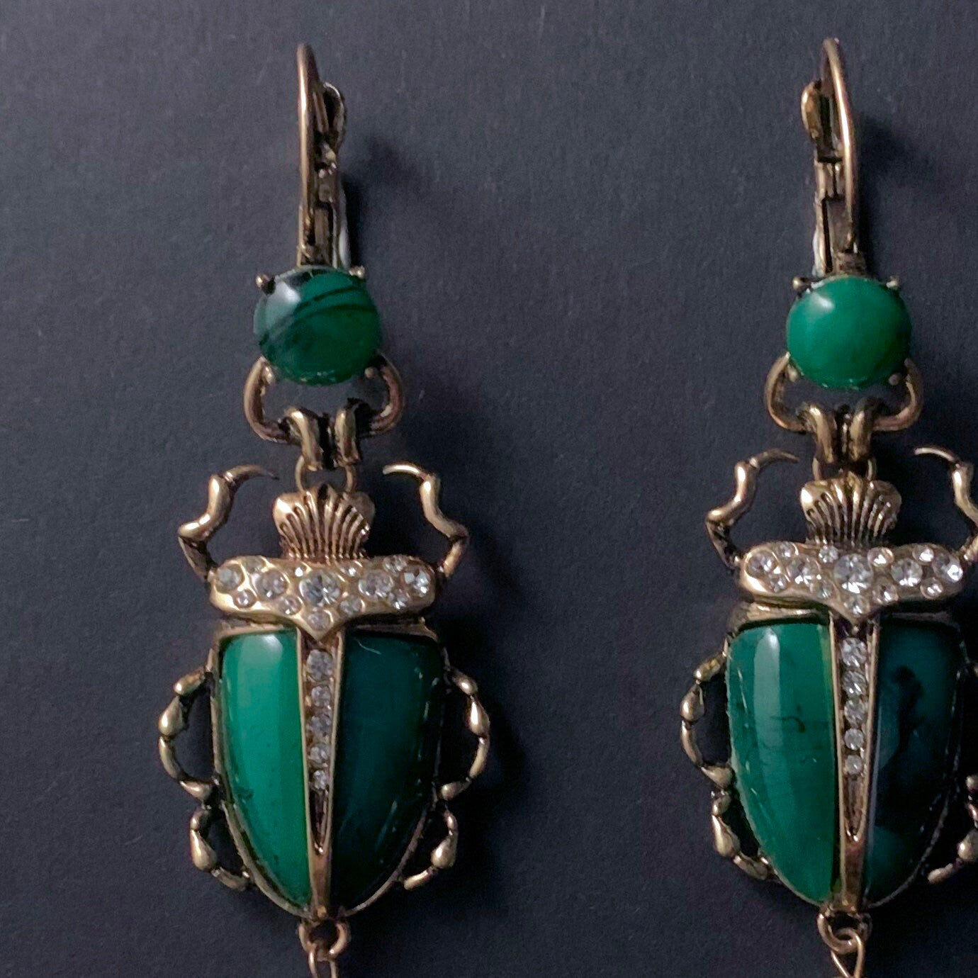 Scarab & Baroque Pearl Jade Green Earrings