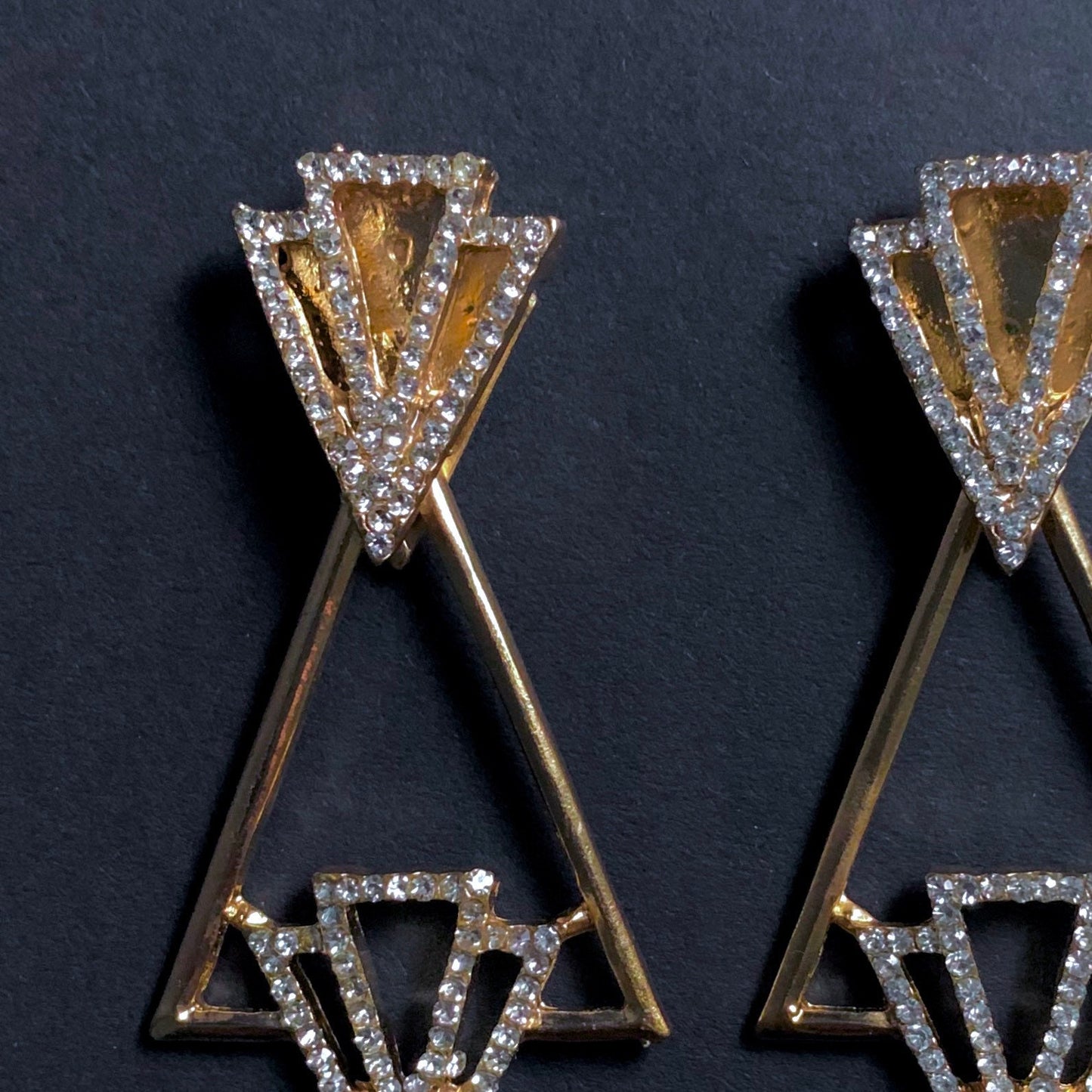 Art Deco Geometric Triangle Gold Earrings