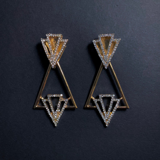 Art Deco Geometric Triangle Gold Earrings