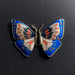 Butterfly Blue & Off-White Cloisonné Enamel Gold Stud Earrings