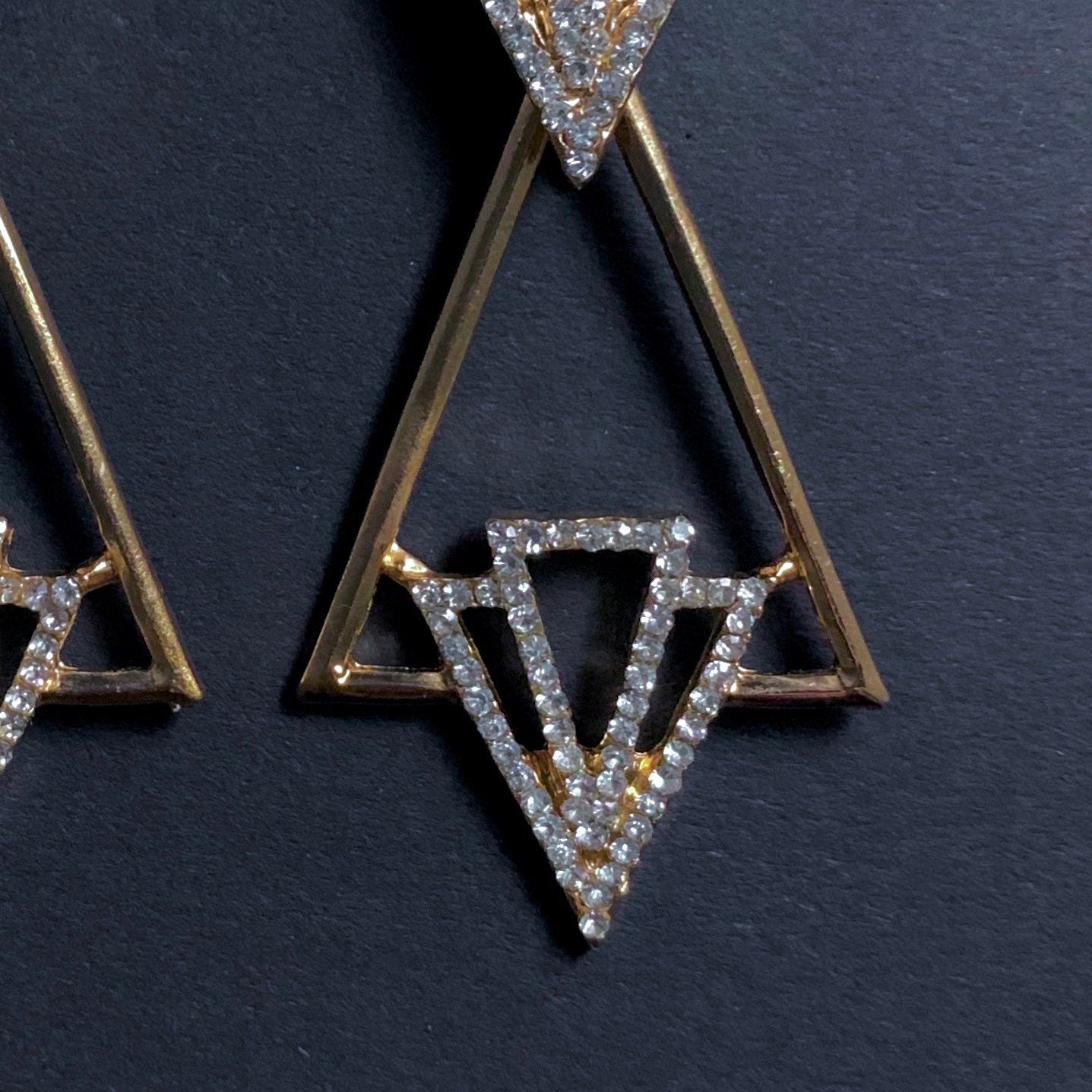 Art Deco Geometric Triangle Gold Earrings