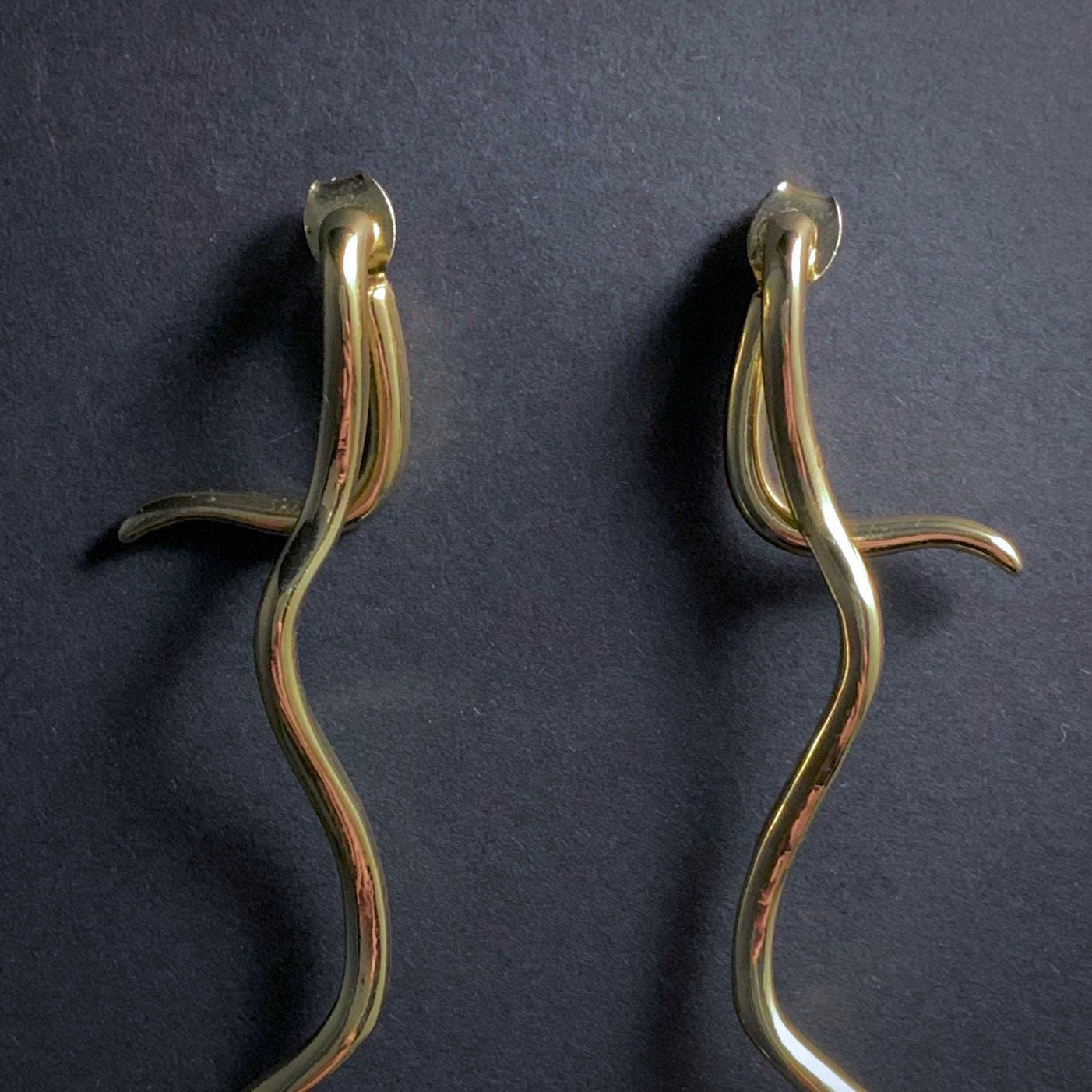 Gold Snake Earrings with Ear Jackets