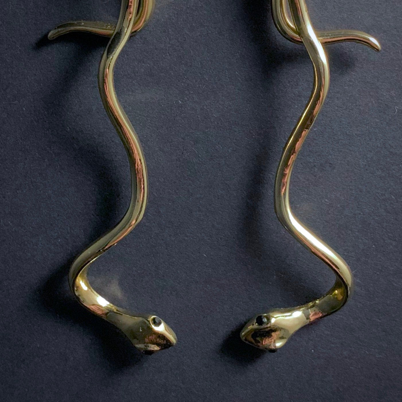 Gold Snake Earrings with Ear Jackets