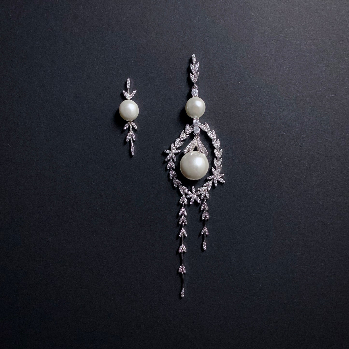 Silver & Ivory Pearl Asymmetrical Earrings