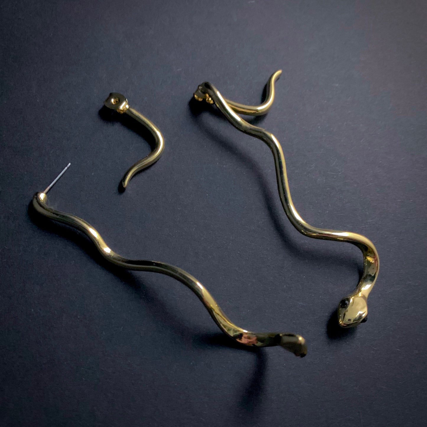 Gold Snake Earrings with Ear Jackets