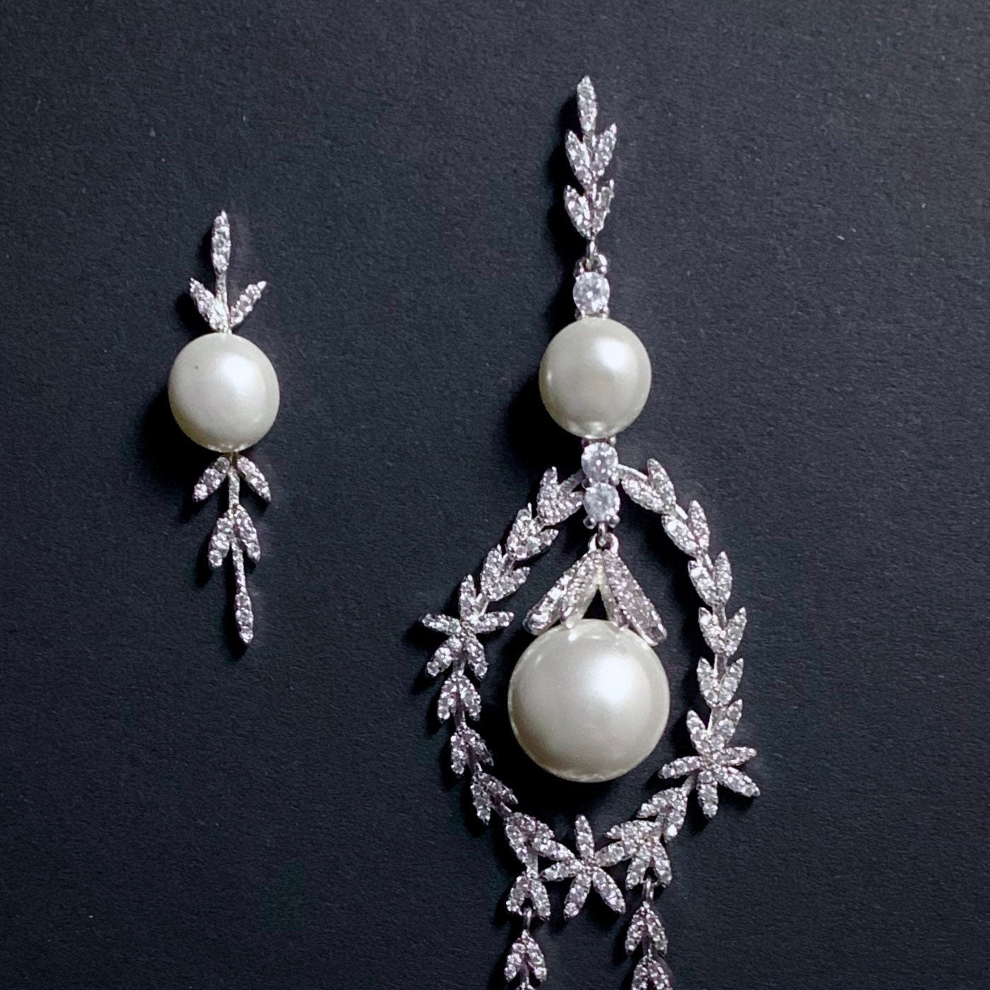 Silver & Ivory Pearl Asymmetrical Earrings